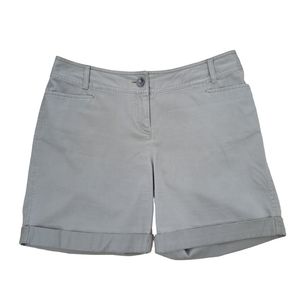 J. Jill Khaki Tan Cuffed Flat Front Stretch Cotton Shorts 7" Inseam Women's sz8